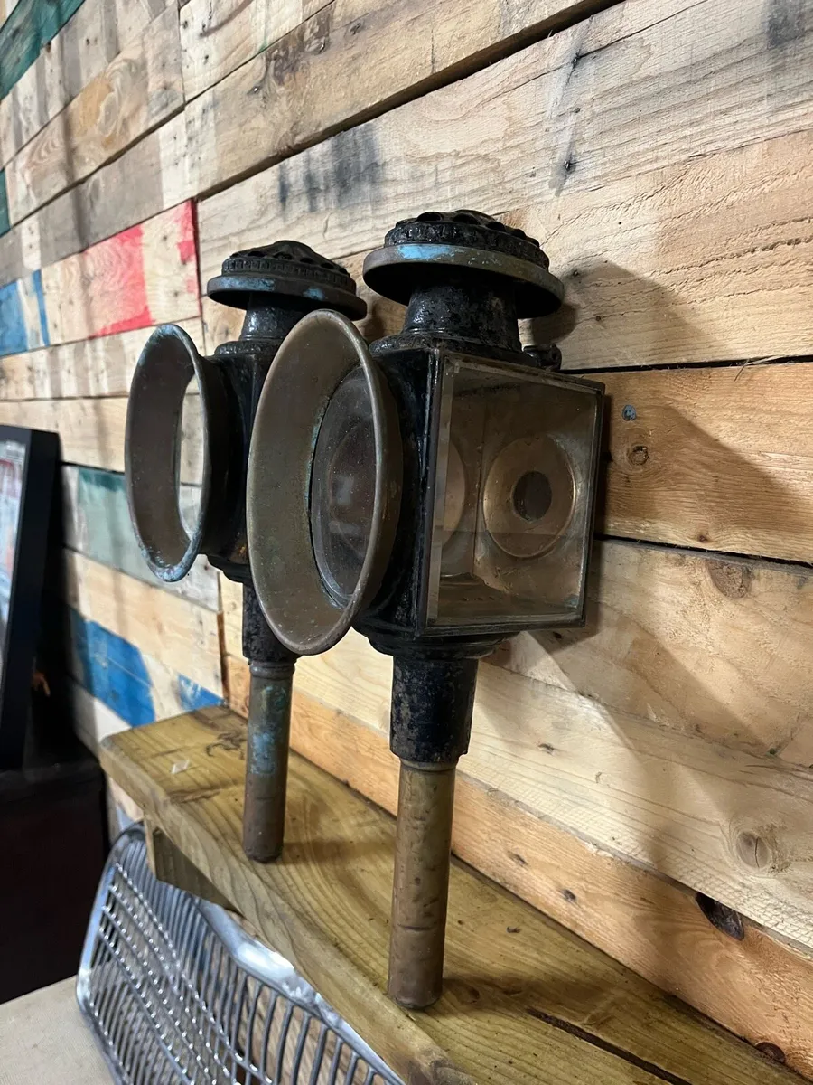 Pair of antique coach lamps - Image 4