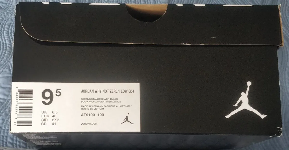 Jordan Why Not Zero Low1 very rare 8.5uk New - Image 2