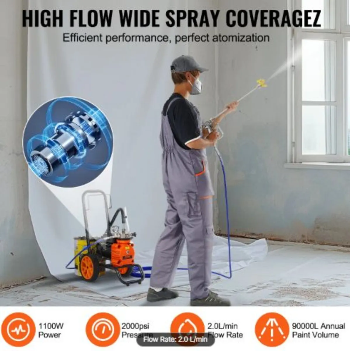 Diaphragm Airless Paint Sprayer, 1100 W Efficiency - Image 2