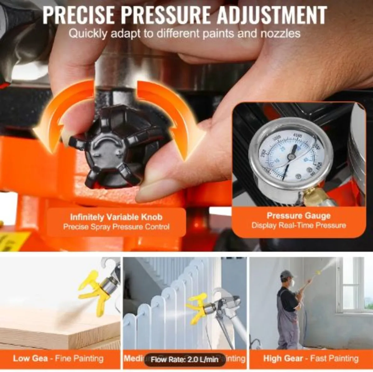 Diaphragm Airless Paint Sprayer, 1100 W Efficiency - Image 3