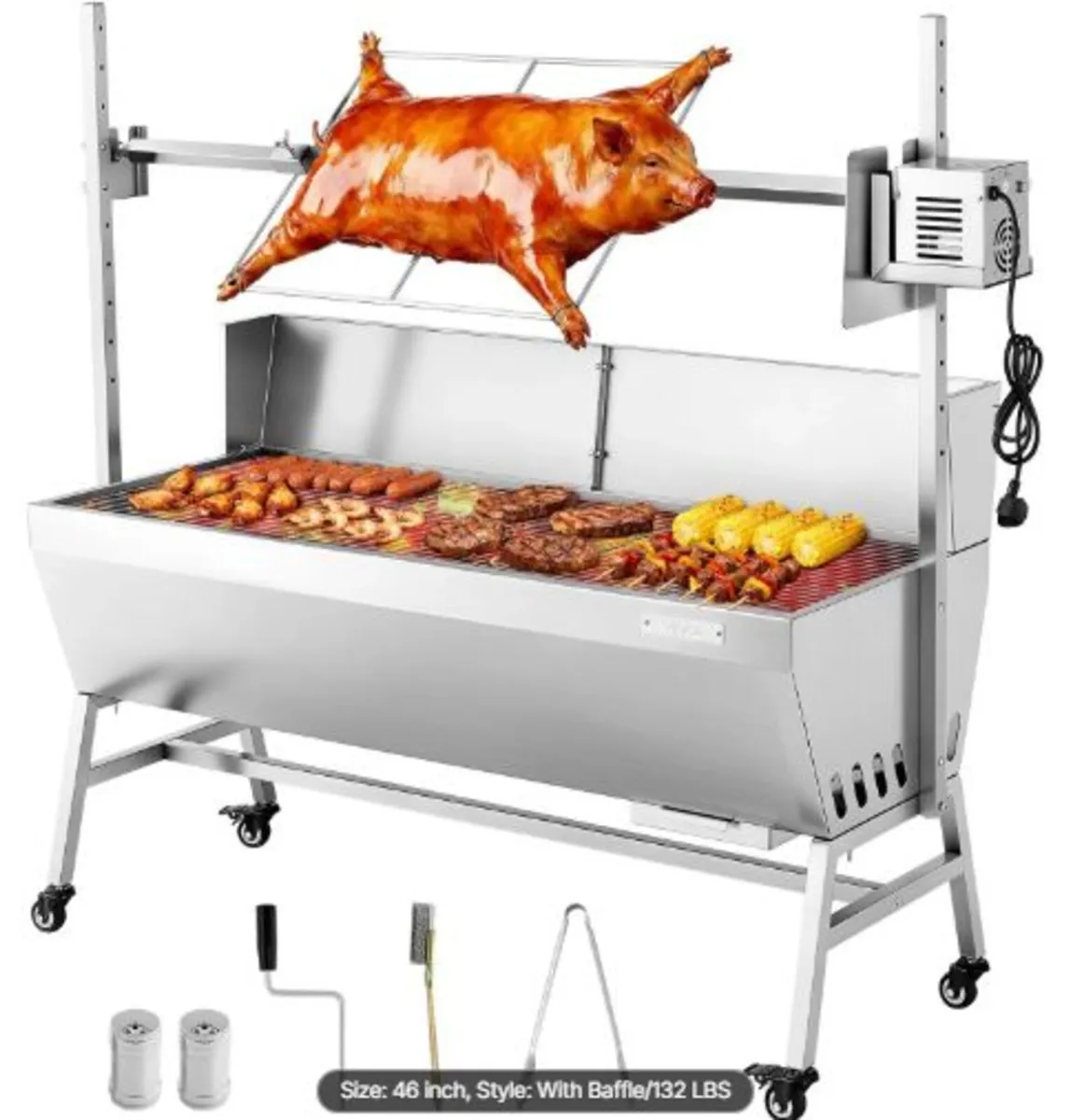 Rotisserie Grill, 38W BBQ Outdoor Pig & Lamb Spit - Image 1