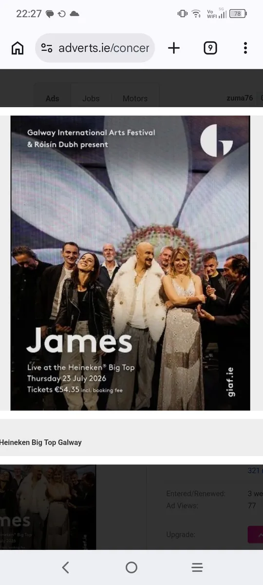 James Live at the Big Top Galway