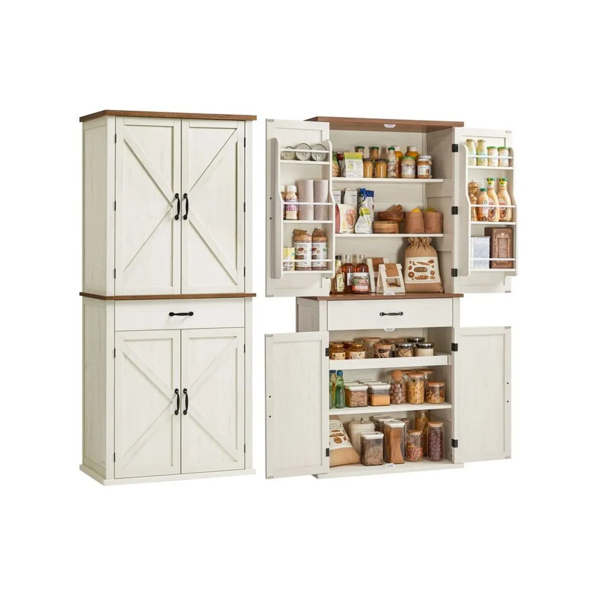 Kitchen Pantry Storage Cabinet Country Style Tall - Image 2