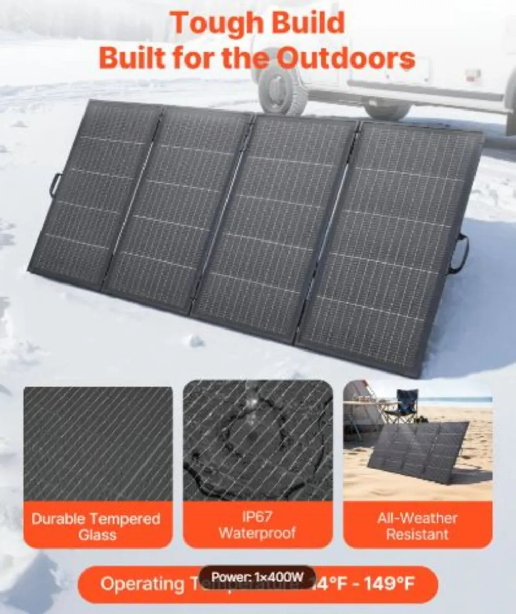 400W Foldable Solar Panel with Frame, 16BB N-Type - Image 3