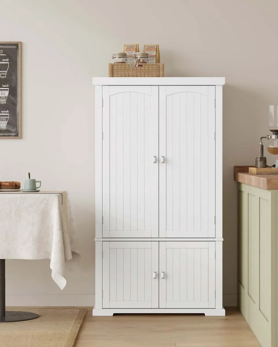 White Kitchen Pantry Cabinet 135cm - Image 4