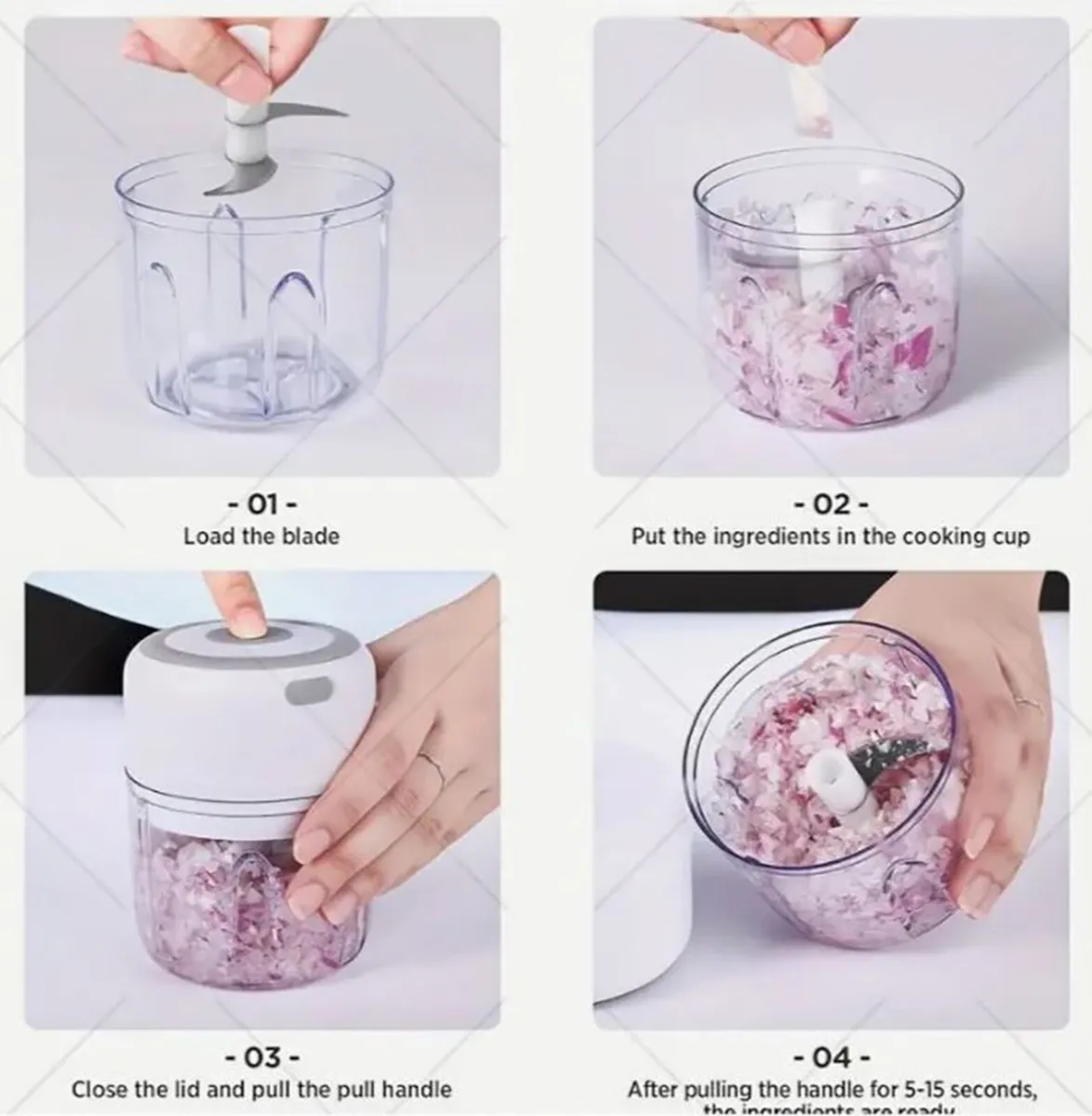 250ml Small Rechargeable Mini Food Processor, New. - Image 3