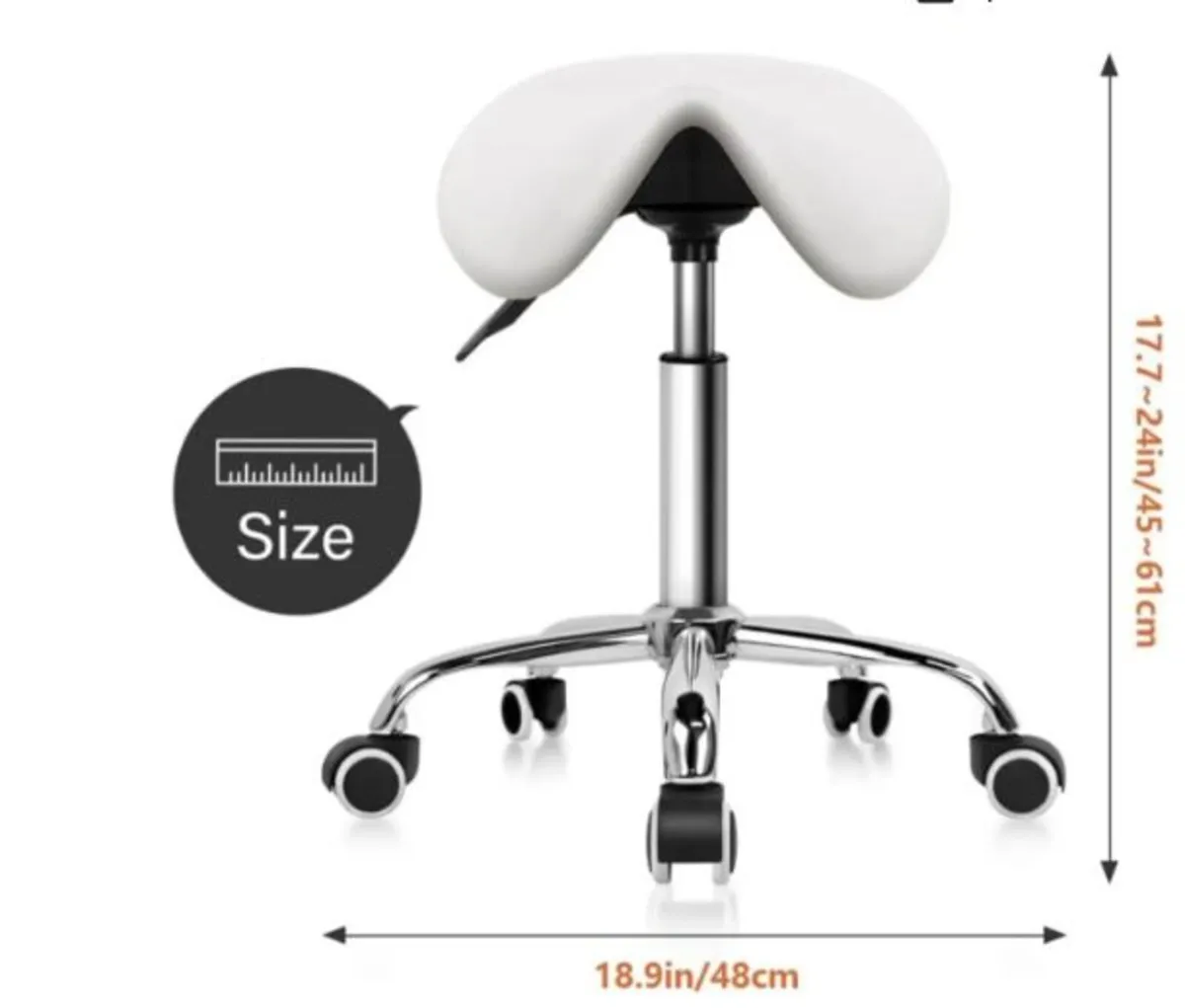 Saddle Stool PU Leather Swivel Chair with Wheels - Image 2