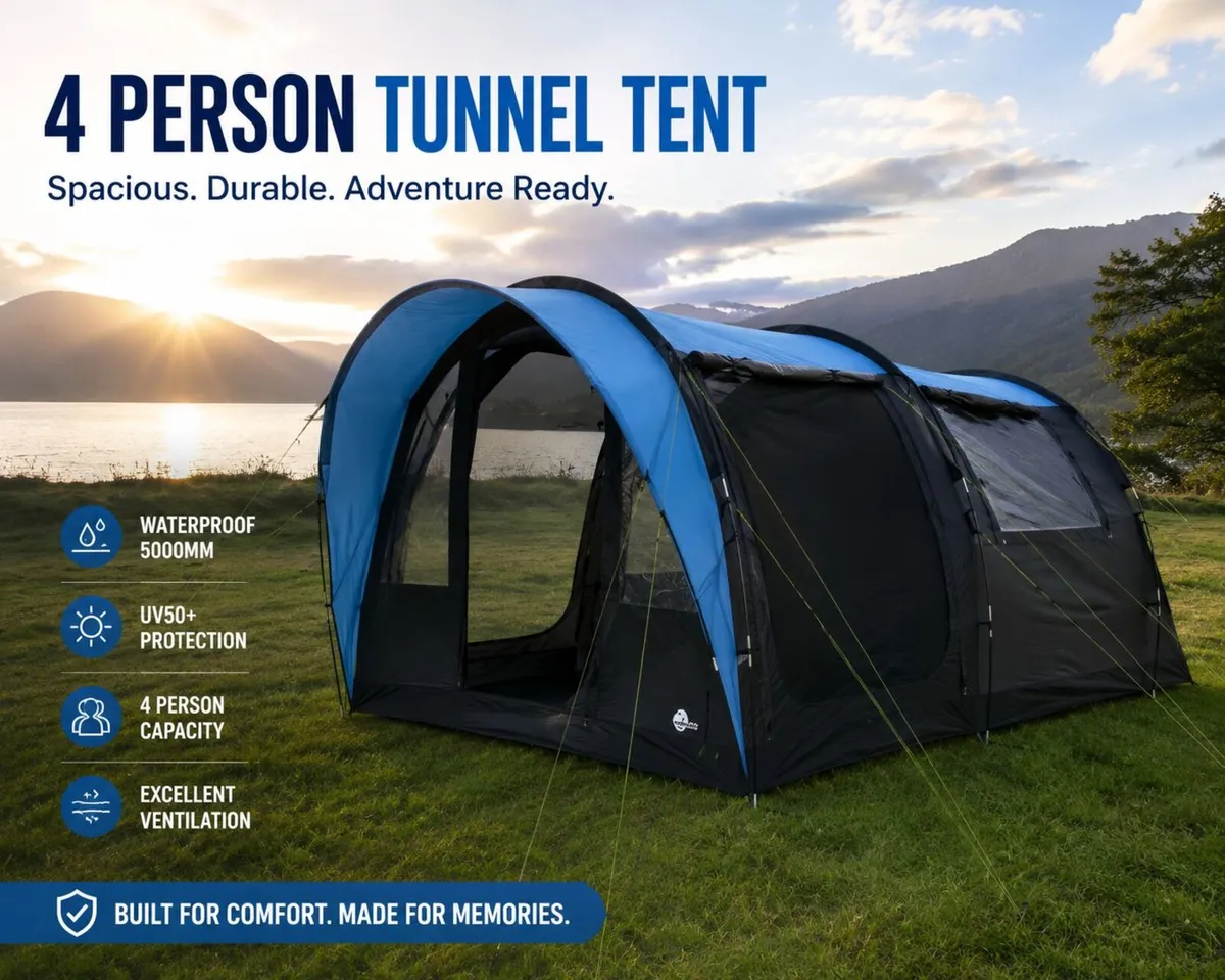 Person Family Tunnel Tent with Canopy – Waterproo - Image 2