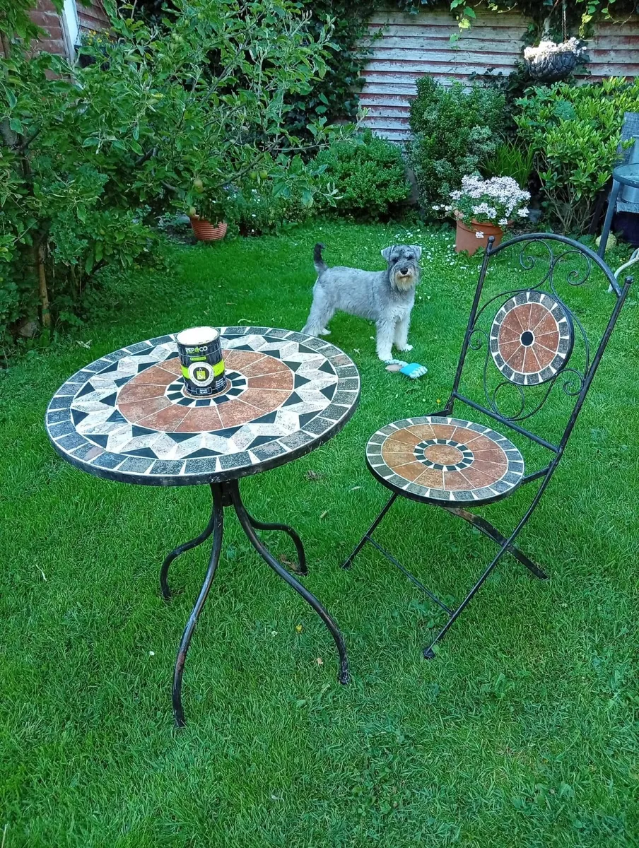 Mosaic Bistro Garden Table,1Chair, Paint Included - Image 1