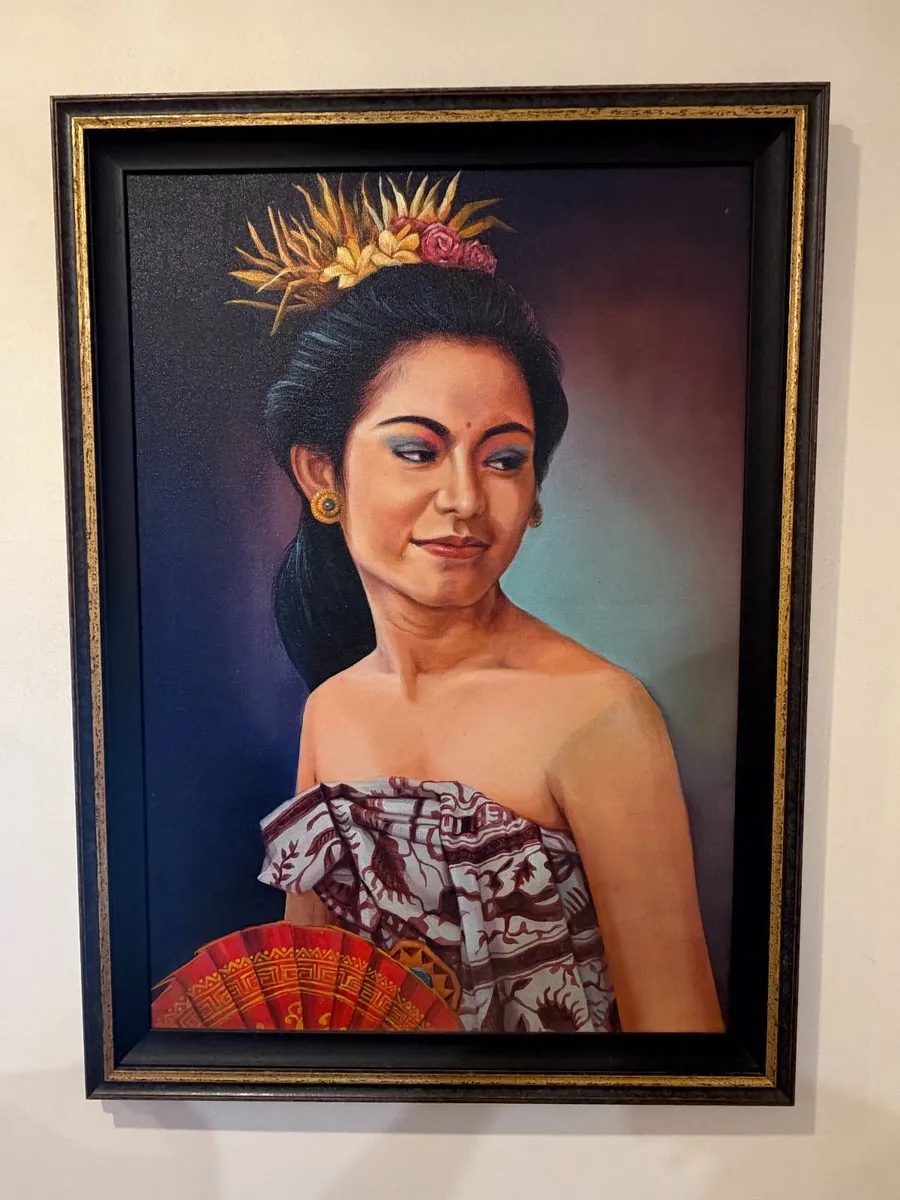 Large Original Balinese Portrait Painting - Image 1
