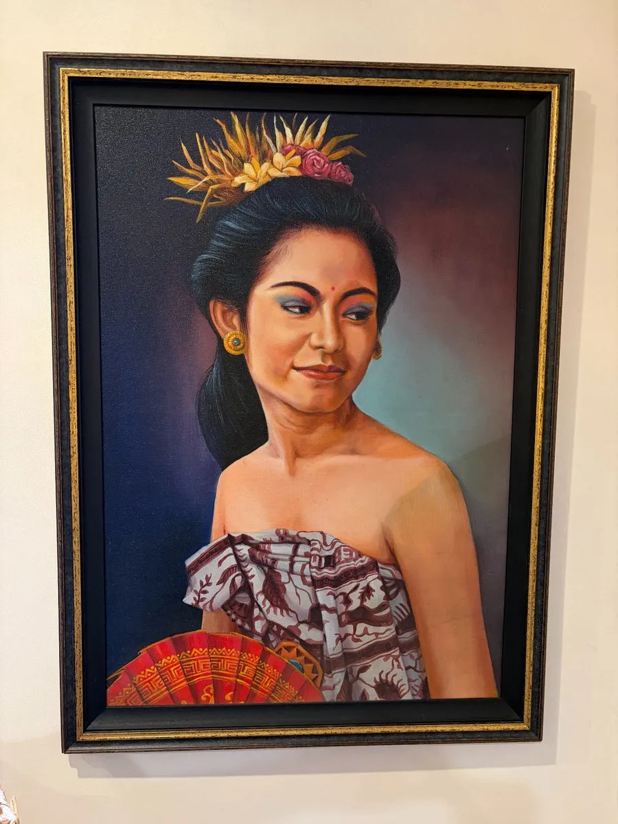 Large Original Balinese Portrait Painting - Image 2