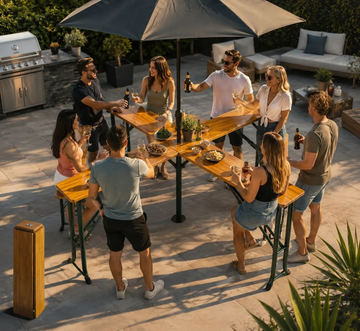 XXL Folding Beer Standing Table with Parasol Holde - Image 4
