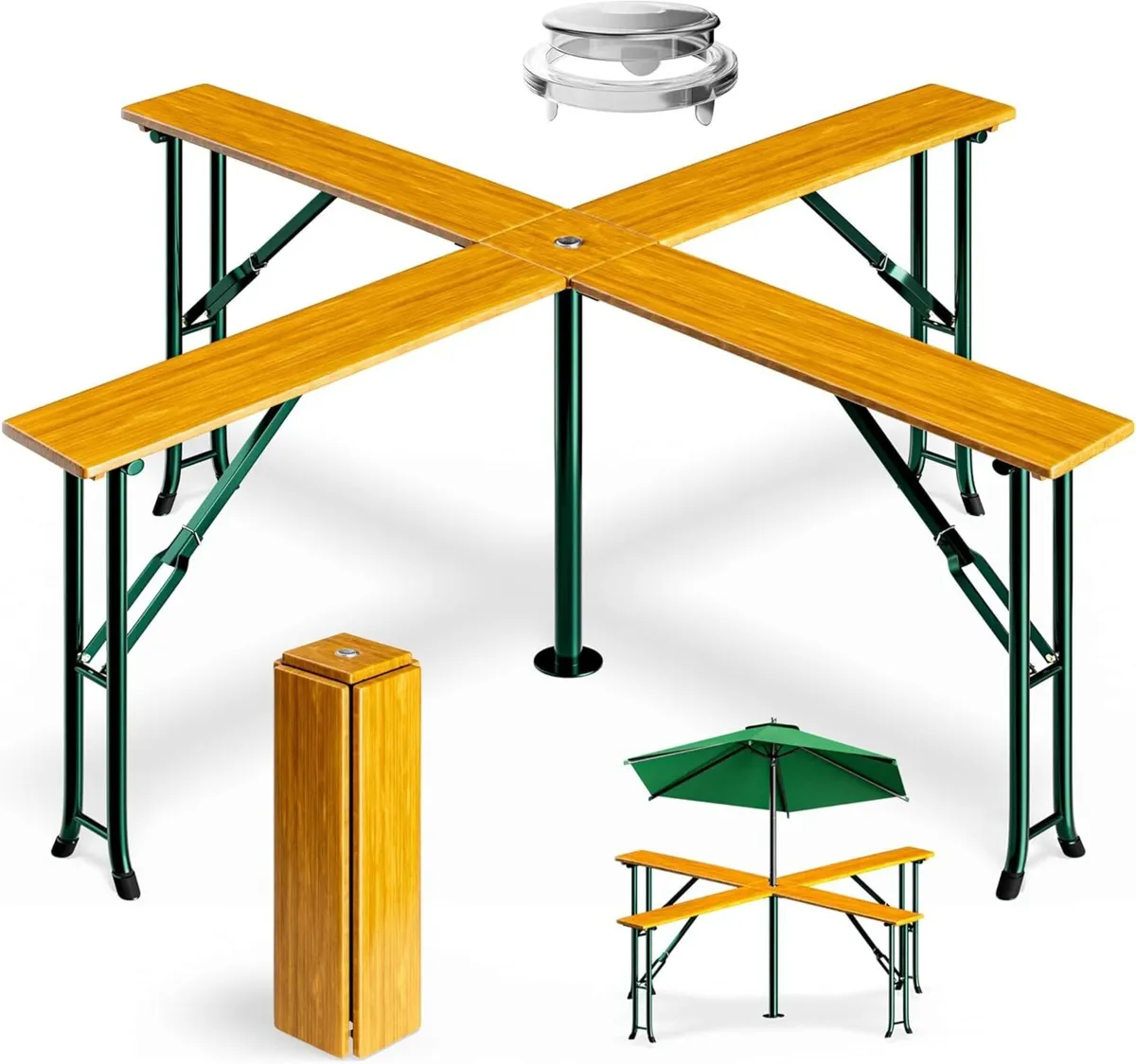 XXL Folding Beer Standing Table with Parasol Holde - Image 2
