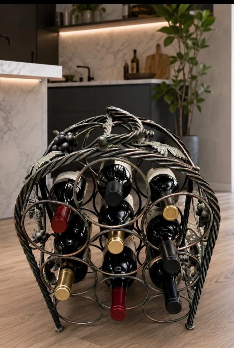 Vintage Metal Wine Rack – Grape Vine Design - Image 2