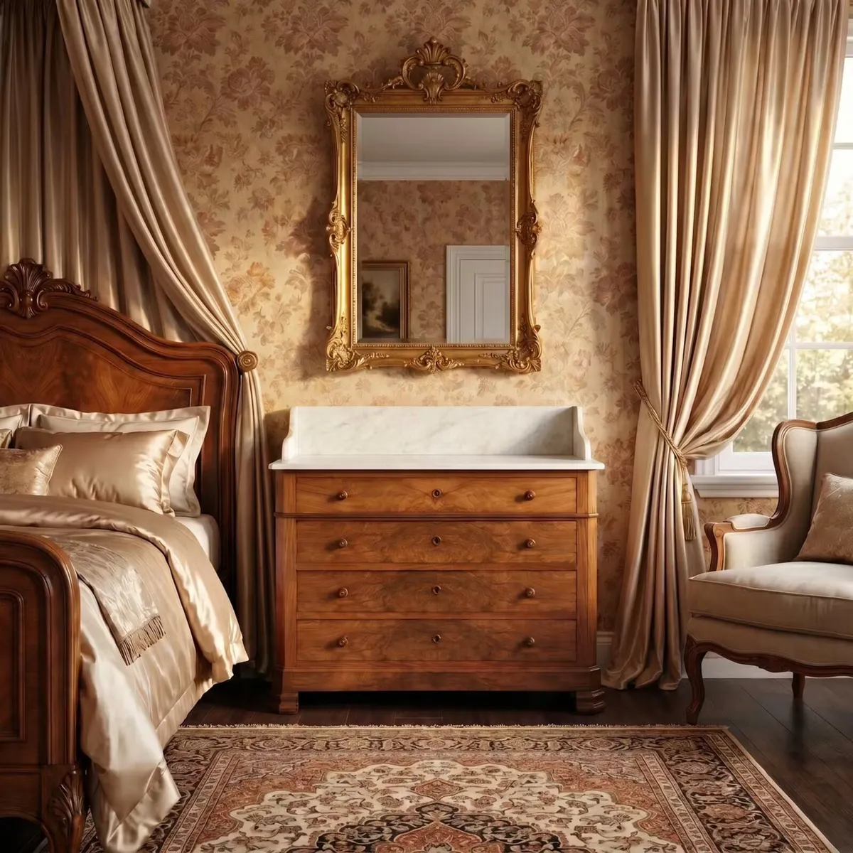 Nice old French marble topped chest of drawers - Image 2