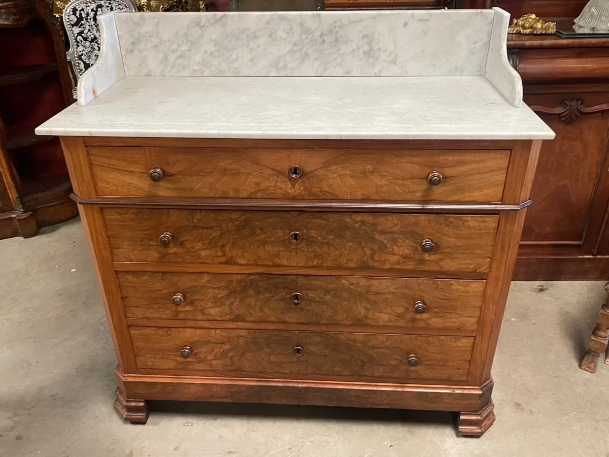 Nice old French marble topped chest of drawers - Image 3