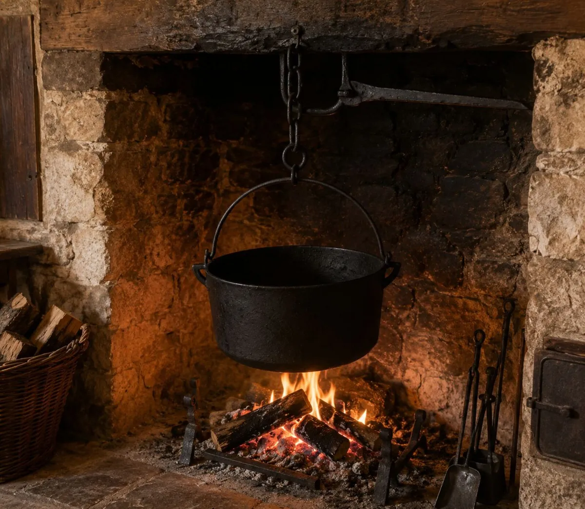 antique vintage skillet pot black cottage fire - Image 4