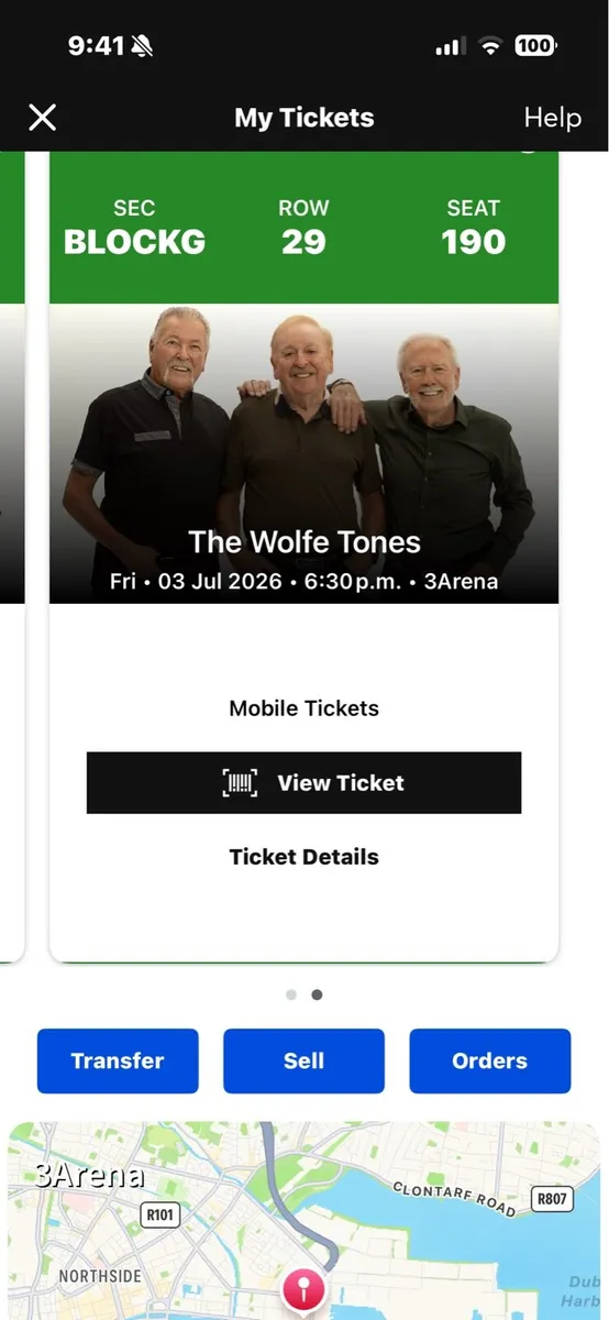 2 seated Wolfe tones tickets - Image 1