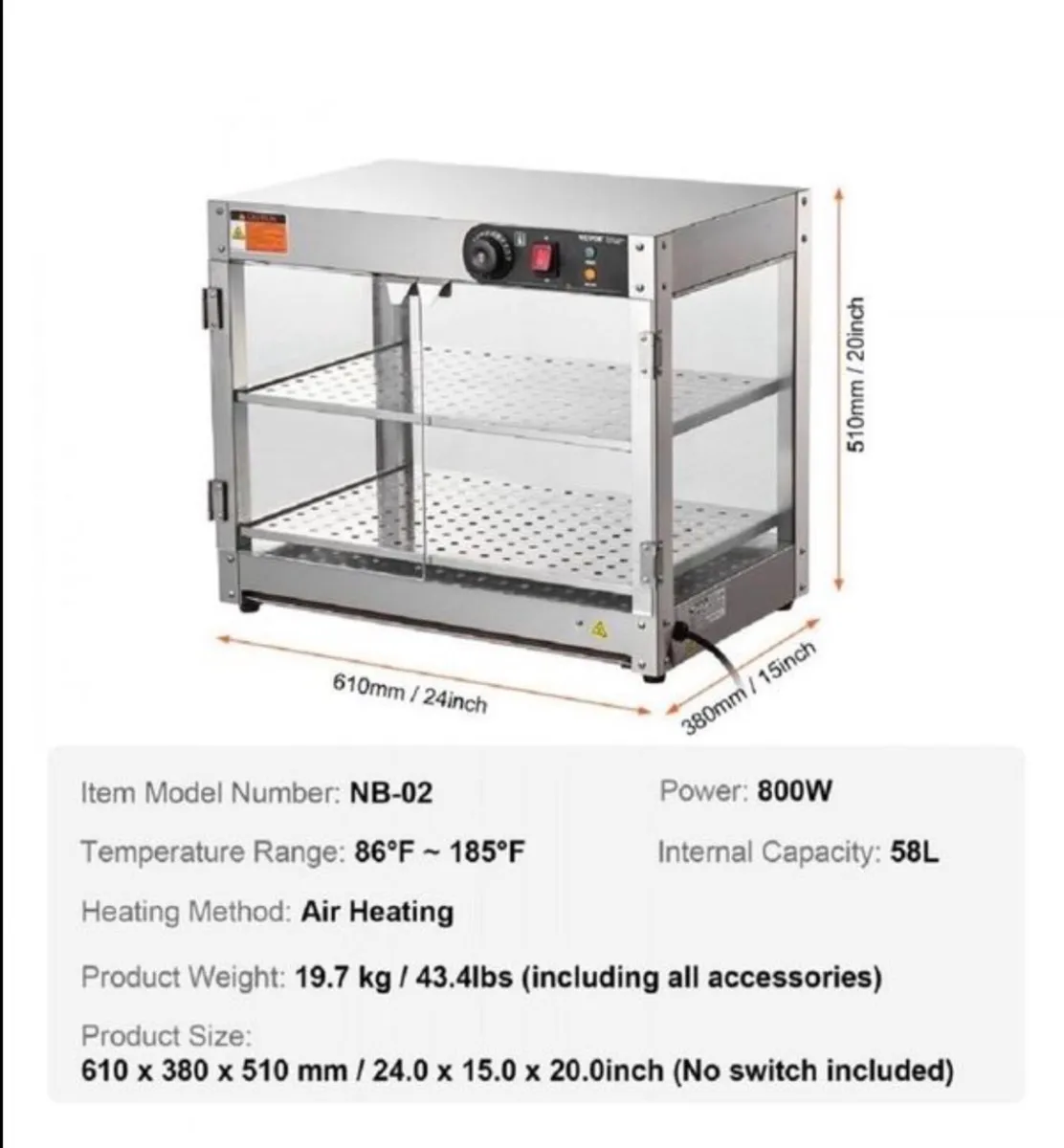 New 800W Food Warmer Display Cabinet display - Image 1