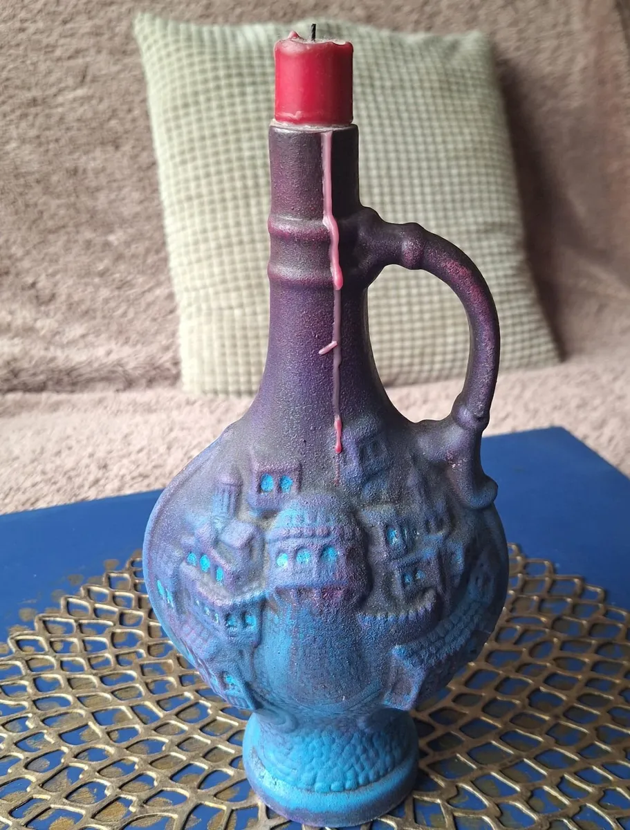 Hand painted Upcycled Wine Bottle Candle Holder - Image 3