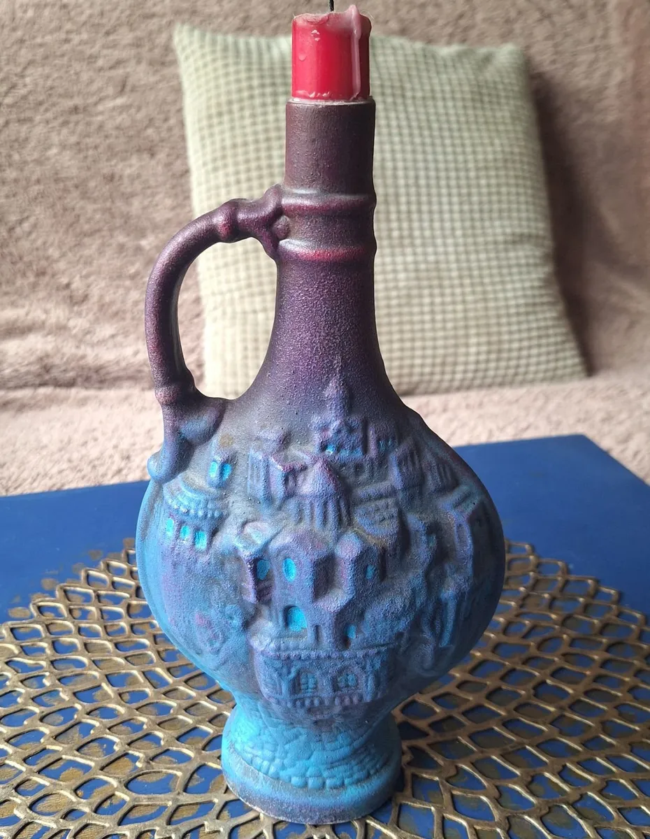 Hand painted Upcycled Wine Bottle Candle Holder - Image 4