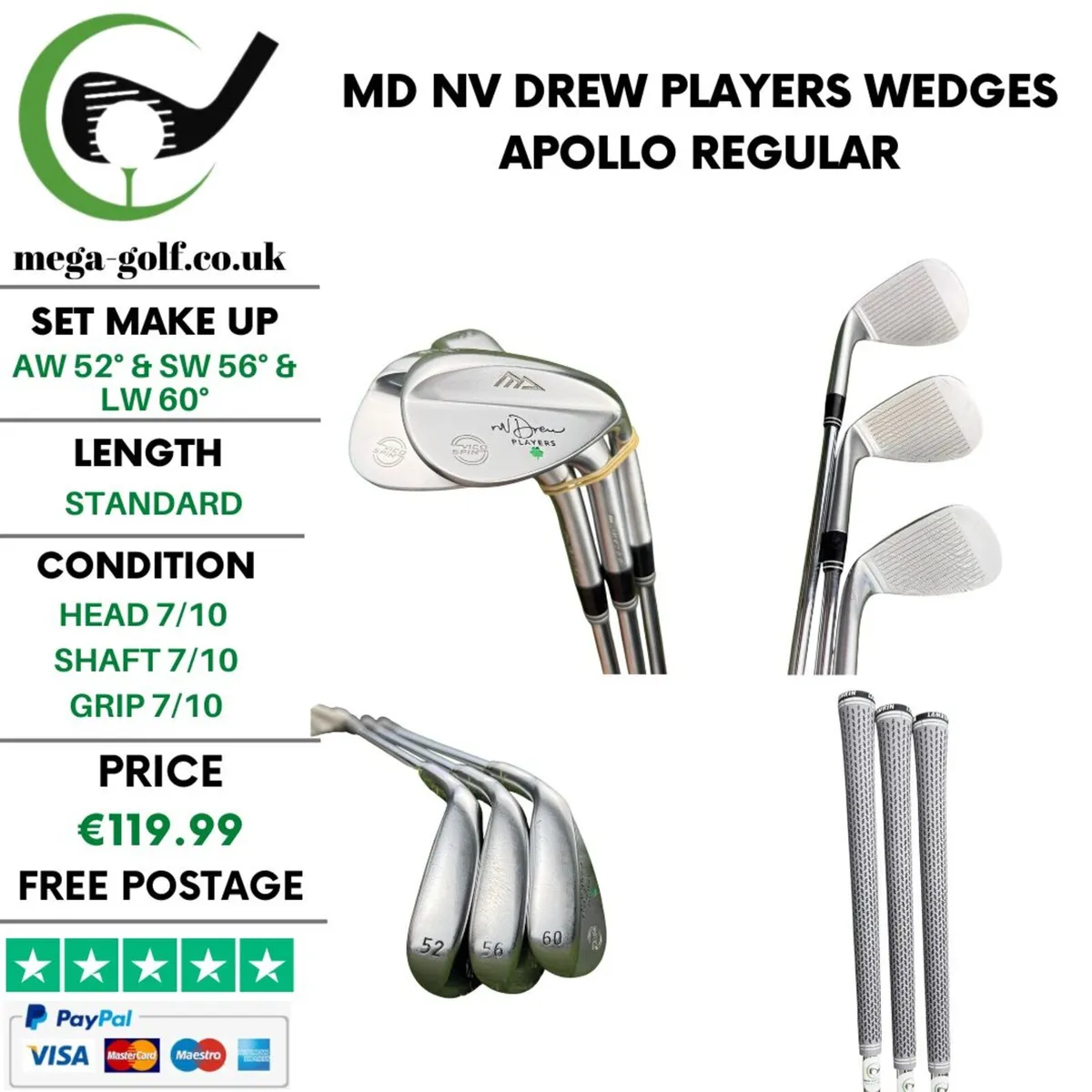 MD NV Drew Players Wedges Aw 52° & Sw 56° & Lw 60° - Image 1