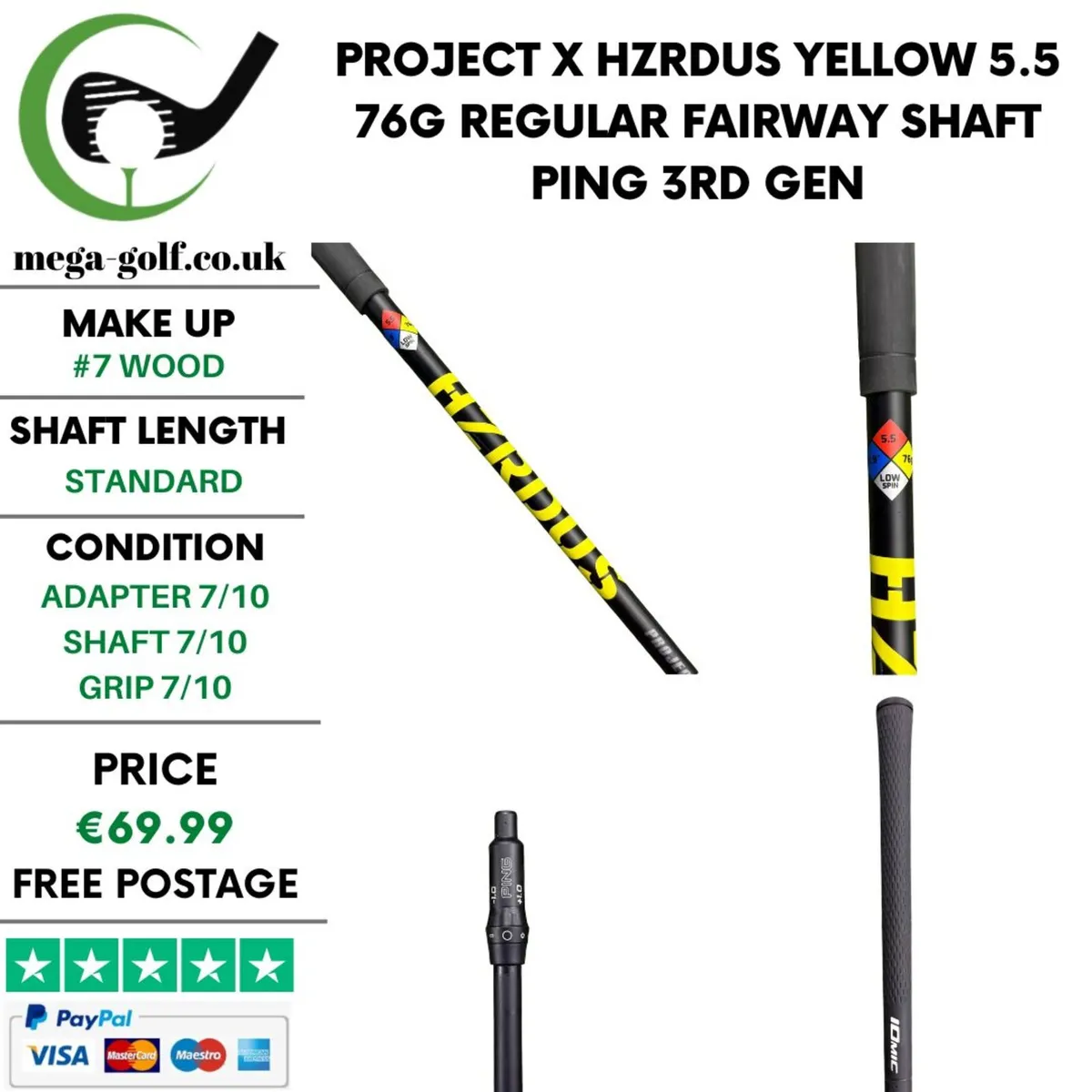 Project X Hzrdus Yellow 5.5 76g Regular #7 Wood - Image 1