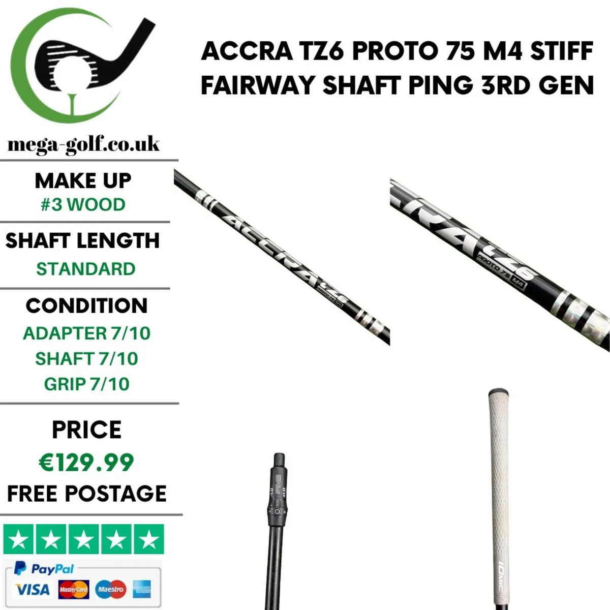 Accra TZ6 Proto 75 M4 Stiff #3 Wood Shaft / Ping - Image 1