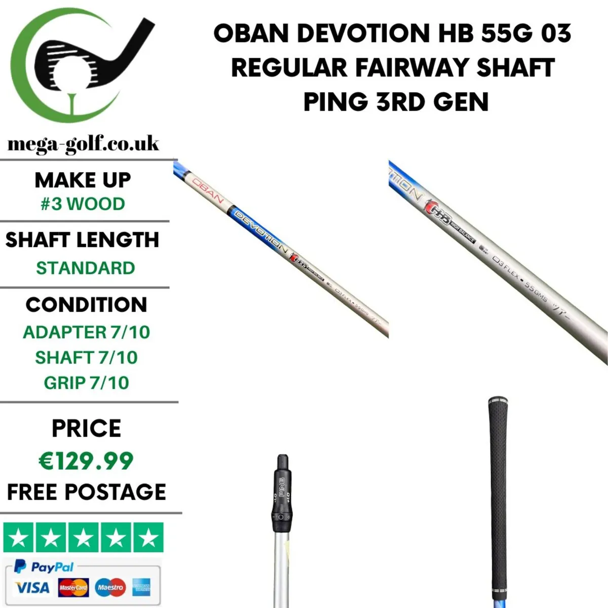 Oban Devotion HB 55g 03 Regular #3 Wood Shaft - Image 1