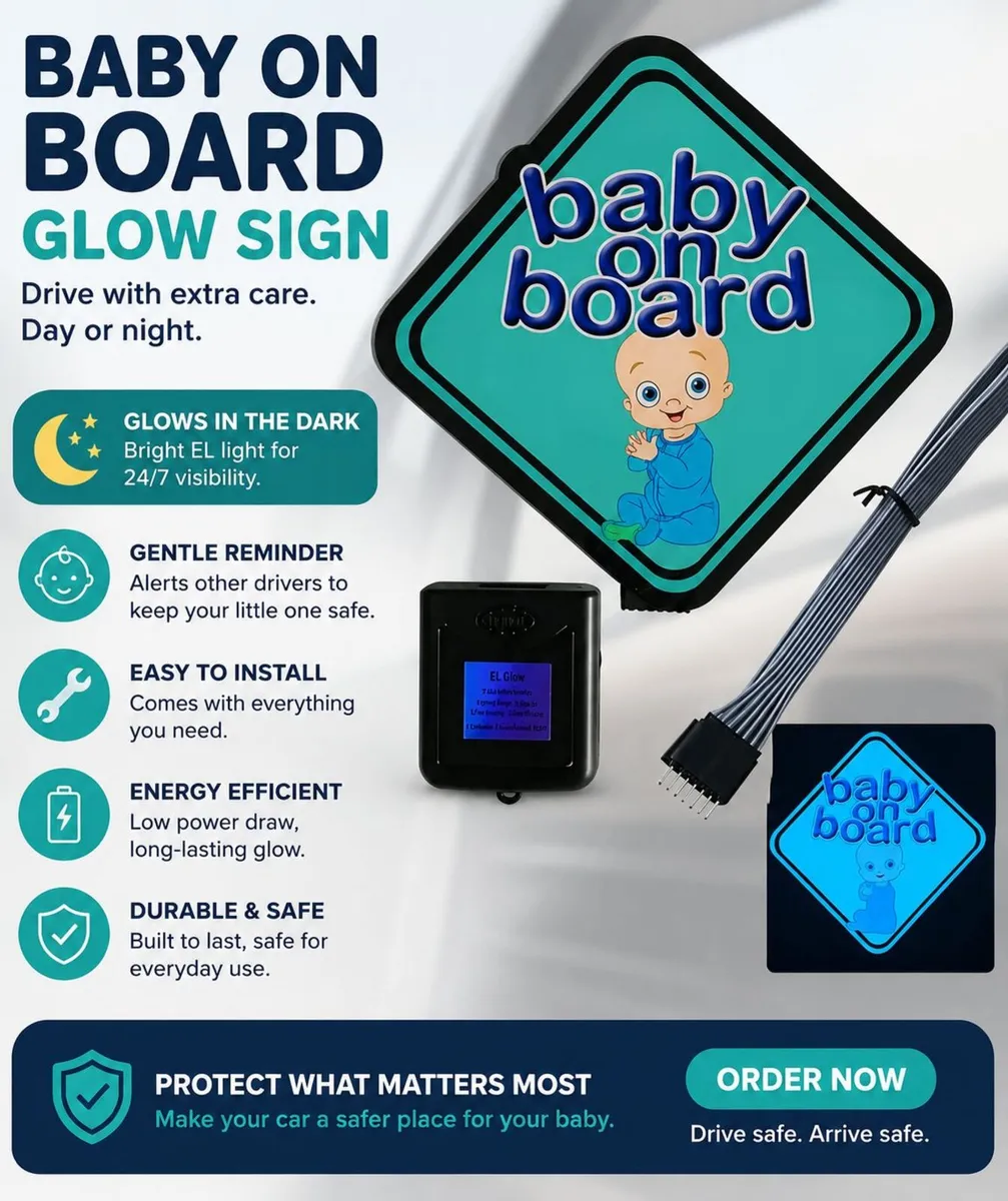 Baby On Board – LED Glow Sign - Image 1