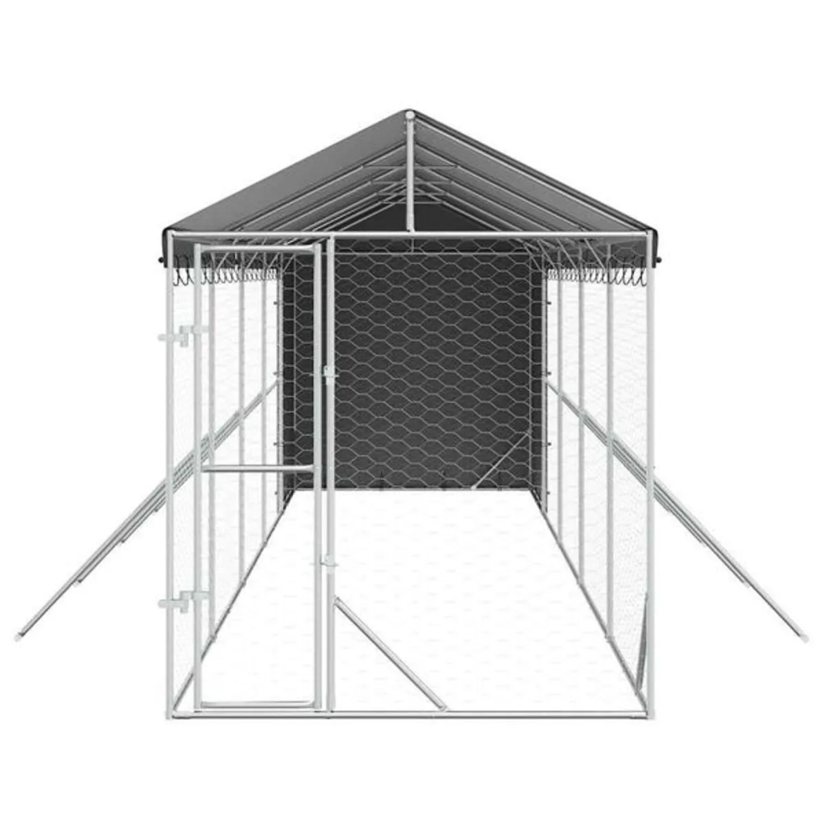 Outdoor Dog Kennel with Roof Silver 2x10x2.5 m Gal - Image 4