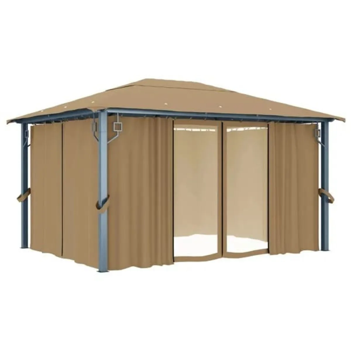 Gazebo with Curtain 300x300 cm Taupe Aluminium

De - Image 2