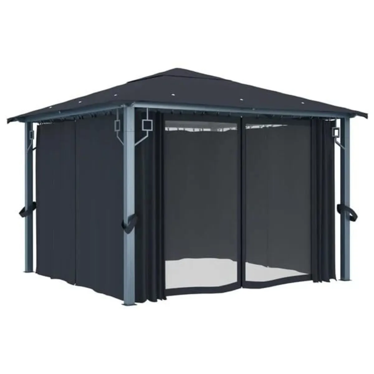 Gazebo with Curtain 300x300 cm Anthracite Aluminiu - Image 2