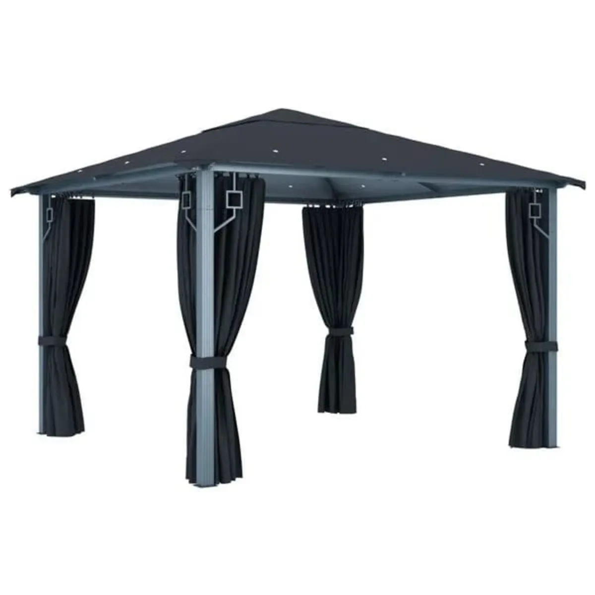 Gazebo with Curtain 300x300 cm Anthracite Aluminiu - Image 3