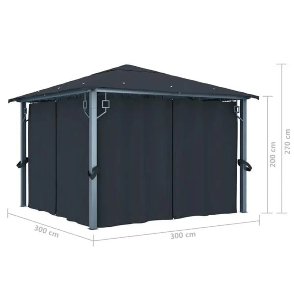 Gazebo with Curtain 300x300 cm Anthracite Aluminiu - Image 4
