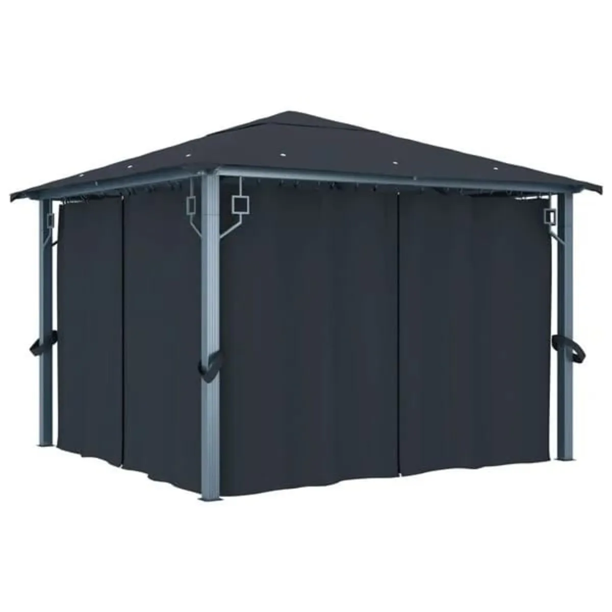 Gazebo with Curtain 300x300 cm Anthracite Aluminiu - Image 1