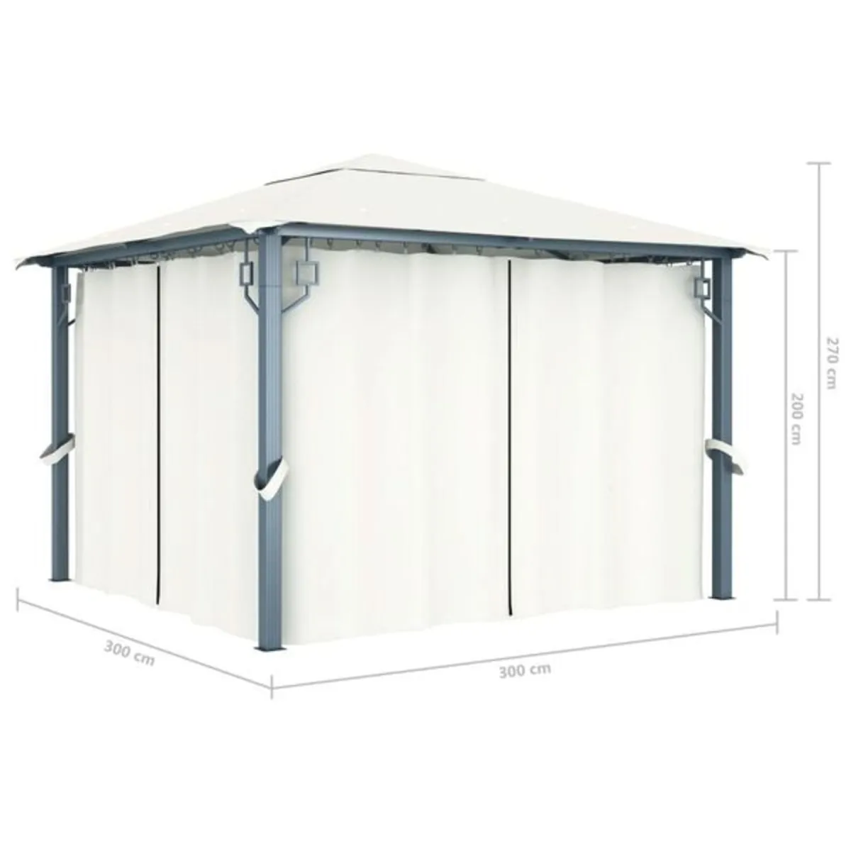 Gazebo with Curtain 300x300 cm Cream Aluminium

De - Image 2