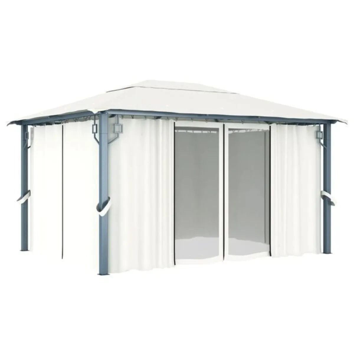 Gazebo with Curtain 400 x 300 cm Cream Aluminium - Image 2