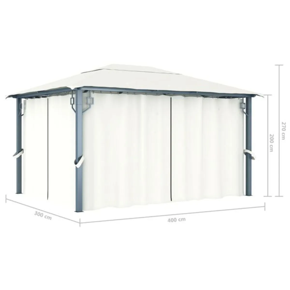 Gazebo with Curtain 400 x 300 cm Cream Aluminium - Image 3