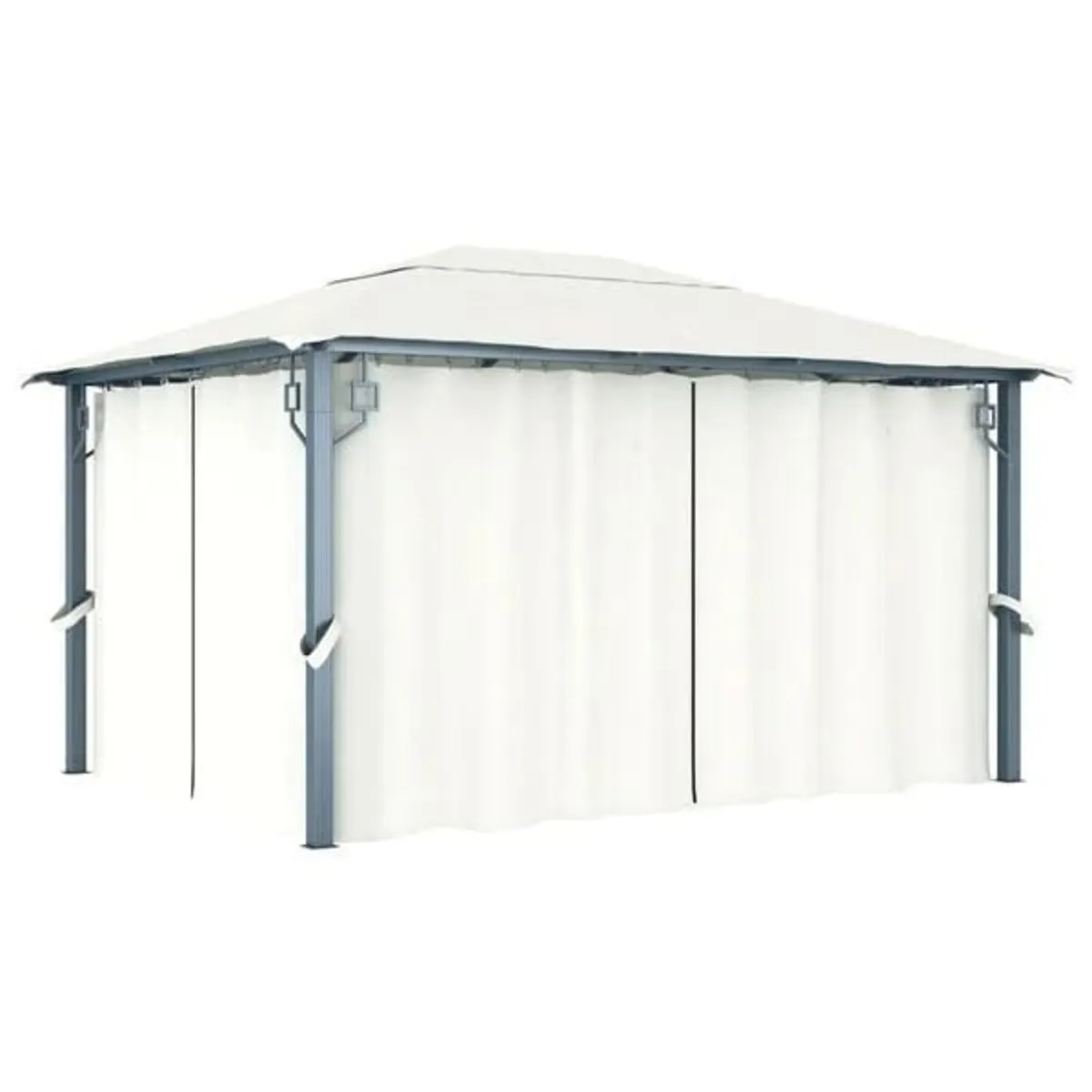 Gazebo with Curtain 400 x 300 cm Cream Aluminium - Image 1