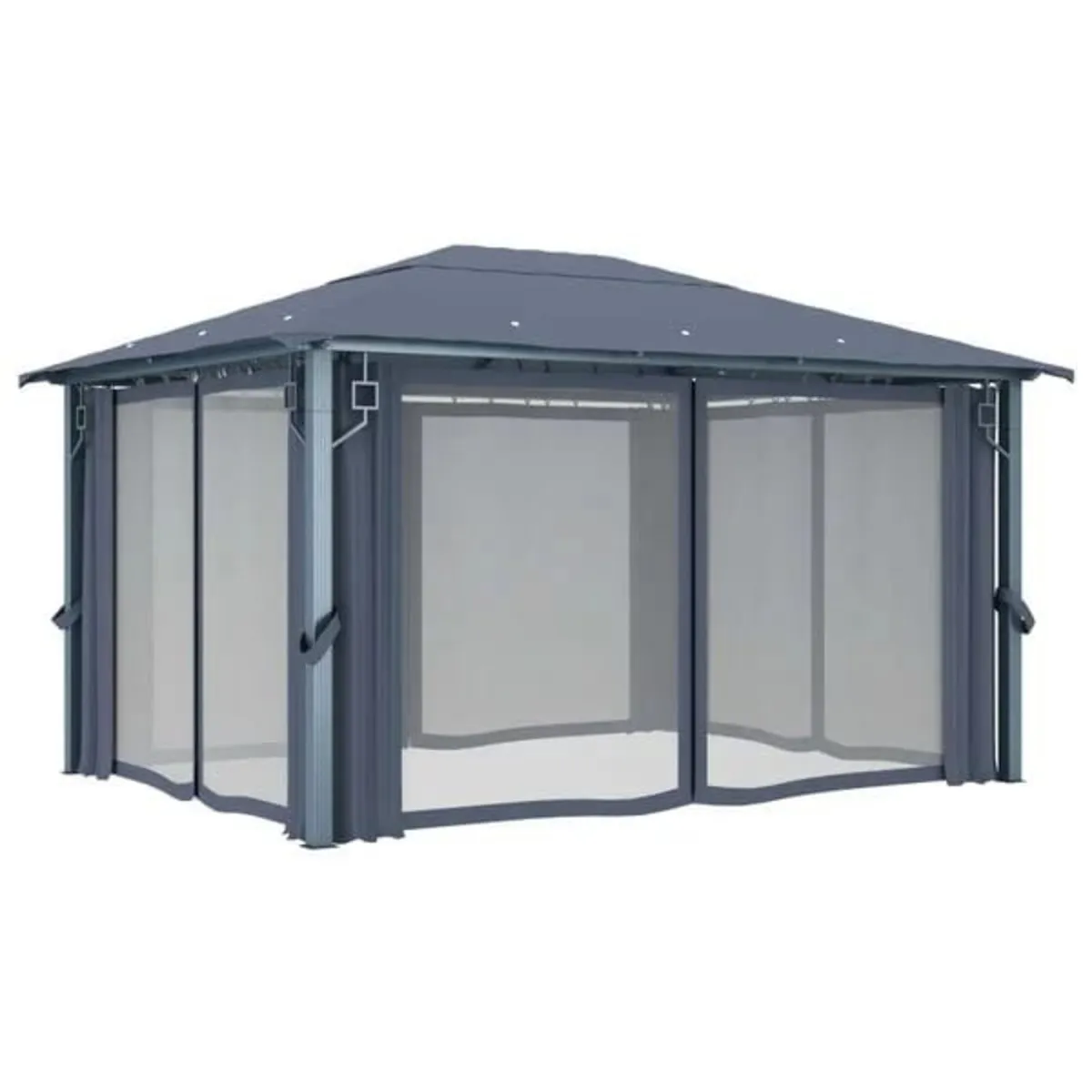 Gazebo with Curtain 400 x 300 cm Anthracite Alumin - Image 2