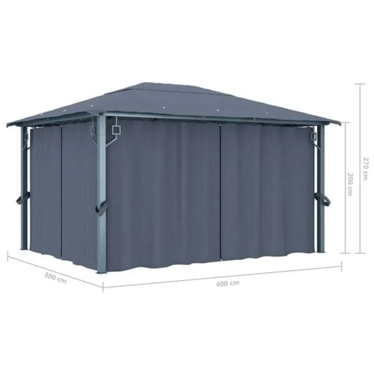 Gazebo with Curtain 400 x 300 cm Anthracite Alumin - Image 3