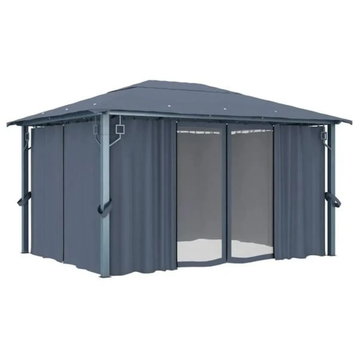 Gazebo with Curtain 400 x 300 cm Anthracite Alumin - Image 4