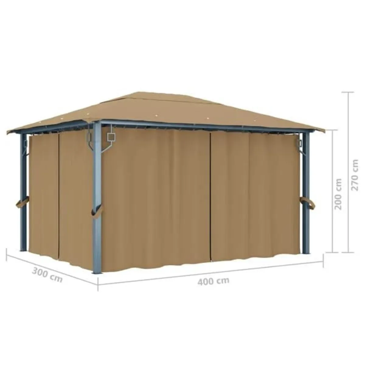 Gazebo with Curtain 400x300 cm Taupe Aluminium

De - Image 4