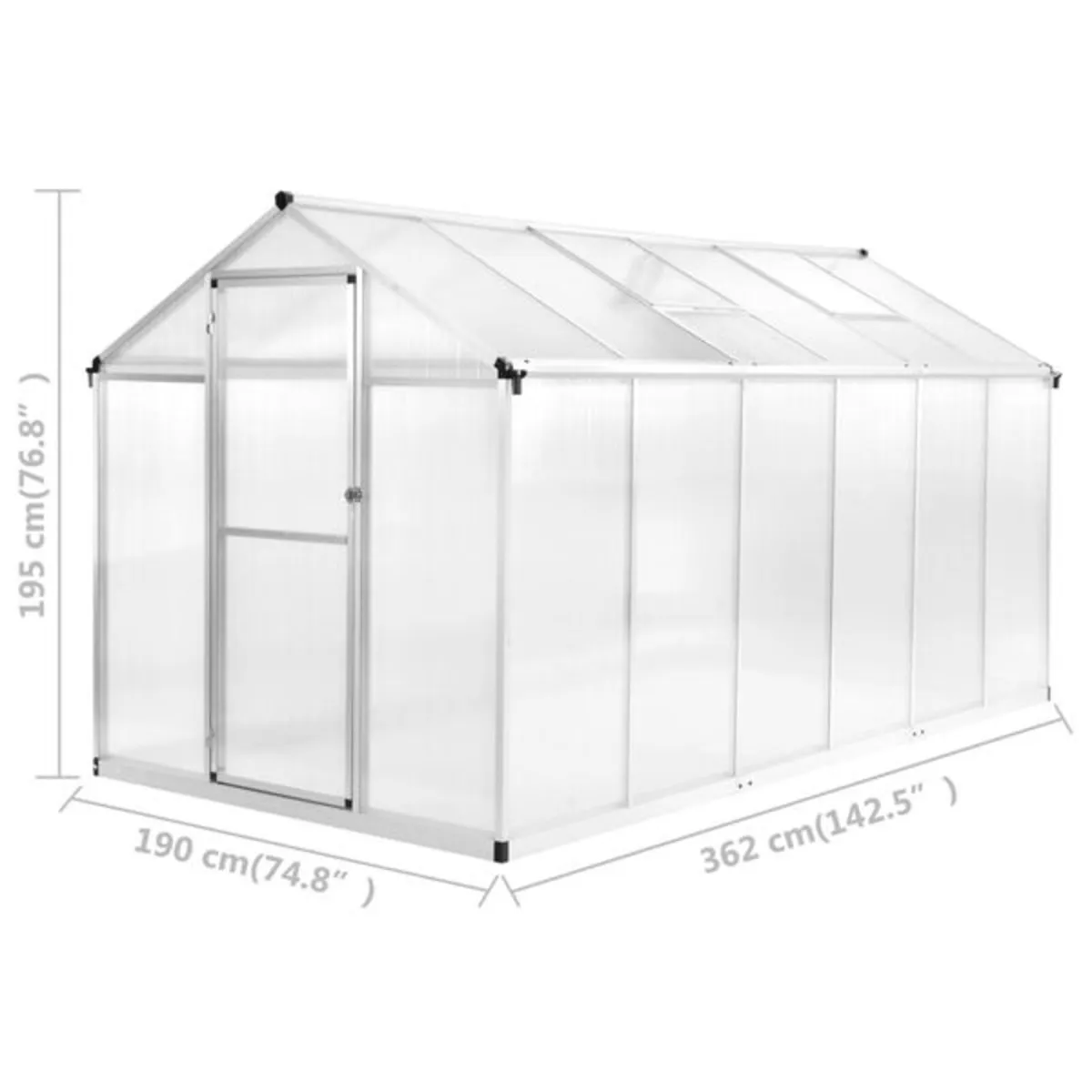 Greenhouse Aluminium 362x190x195 cm 13.41 m³

Spec - Image 3