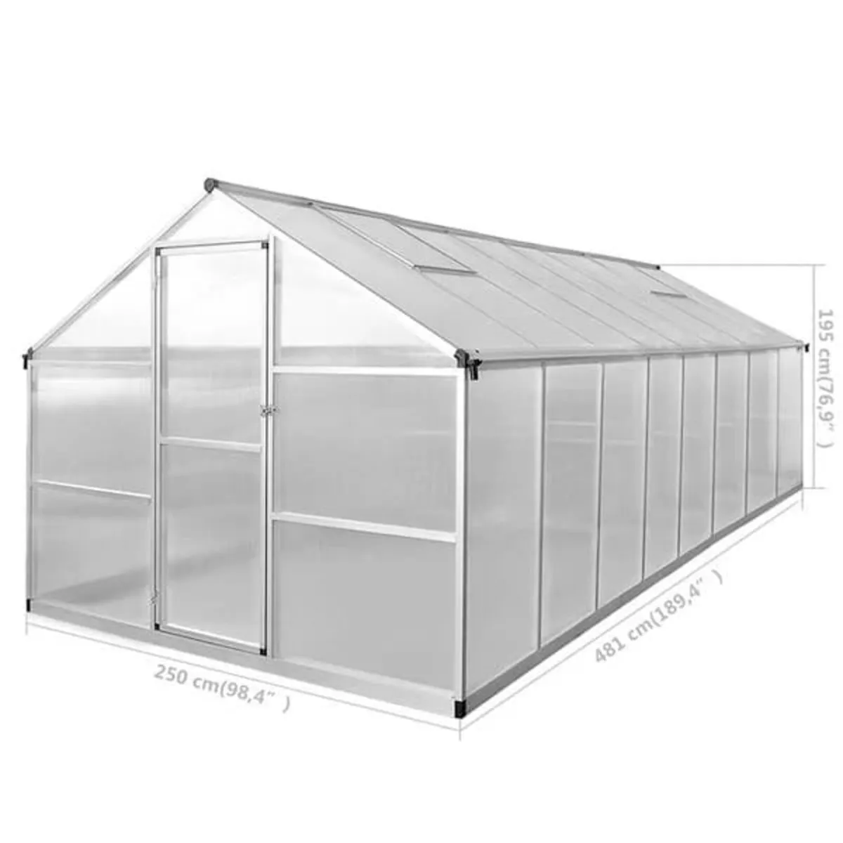 Greenhouse Aluminium 481x250x195 cm 23.44 m³

Spec - Image 4