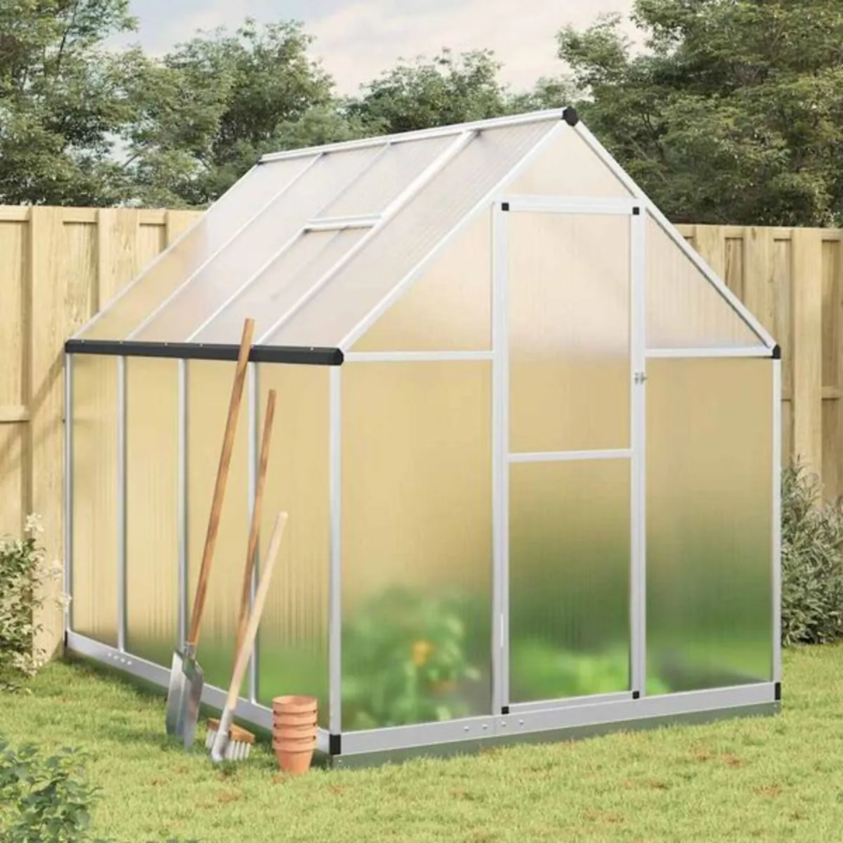 Greenhouse with Base Frame Silver 224x169x202 cm A - Image 1