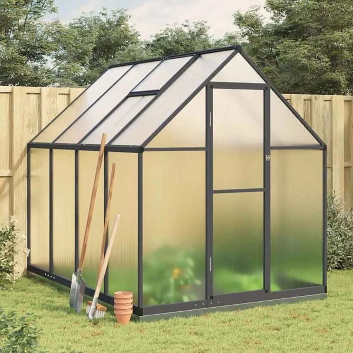 Greenhouse with Base Frame Anthracite 224x169x202 - Image 1