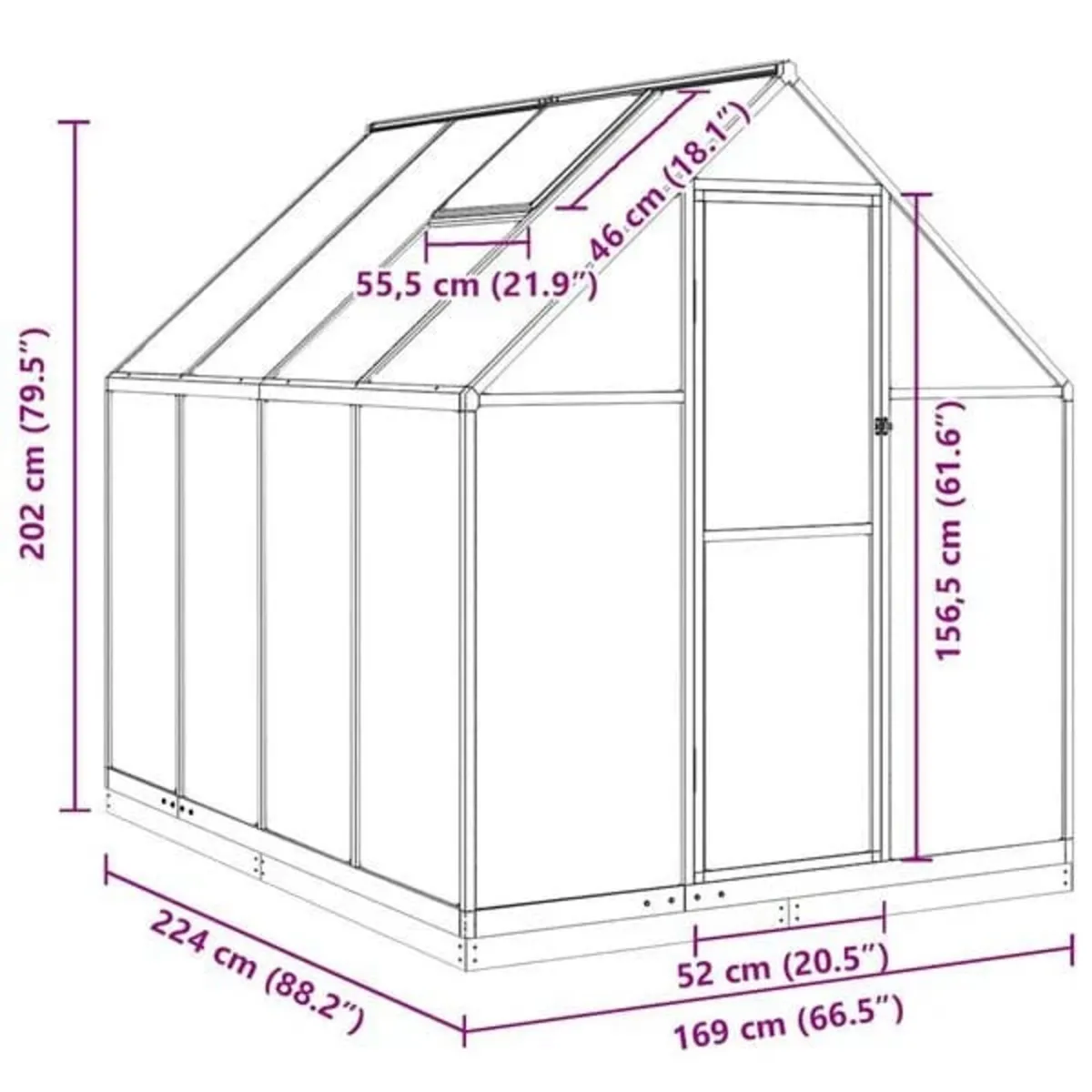 Greenhouse with Base Frame Anthracite 224x169x202 - Image 3