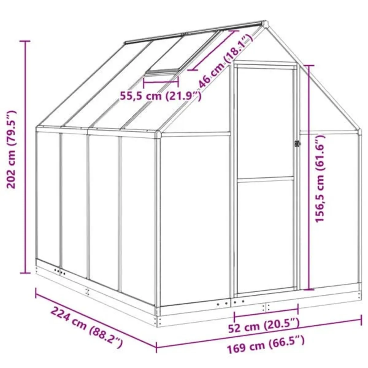 Greenhouse with Base Frame Green 224x169x202 cm Al - Image 4